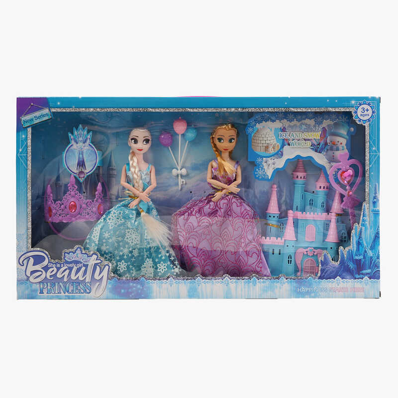 Набір ляльок 2 ляльки, 27 см, шарнірні суглоби, аксесуари, знімний одяг, корона, чарівна паличка, замок, в кор. /24-2/