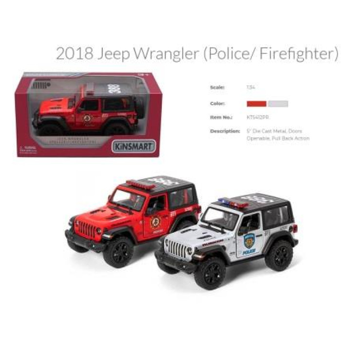 Модель джип JEEP WRANGLER  5'' KT5412WPR Police/Firefighter метал.інерц.відкр.дв.2в.кор./96/