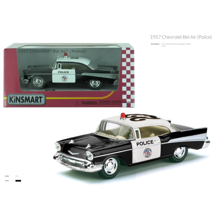 Модель легкова CHEVROLET BEL AIR (1957) 5'' KT5323W Police метал.інерц.відкр.дв.кор./96/