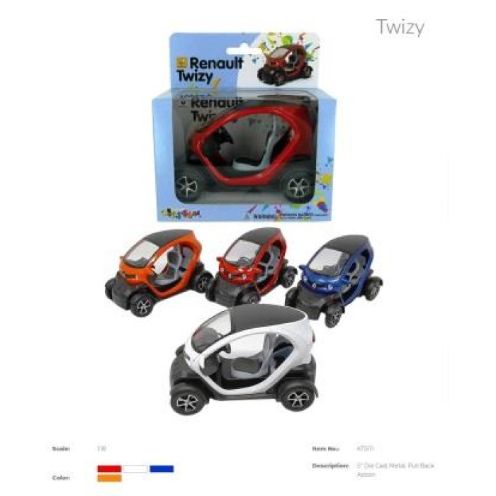 Модель електромобіль RENAULT TWIZY 5'' KT5111W метал.інерц.4кол.кор./96/