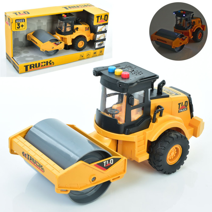 Будтехніка каток, інерц, 25см, звук, світло, рухливі деталі, на бат(табл), в кор-ці, 36-17,5-13см /12/