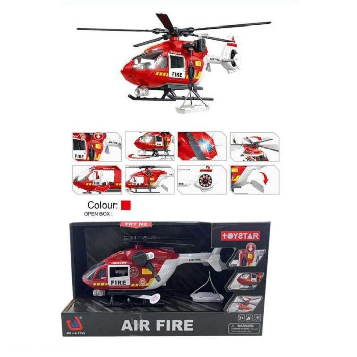 Гелікоптер “Пожежний”, підсвічування, звук, заводні лопасті, механічний підіймач, відчиняються двері, вантаж, в кор. /24/