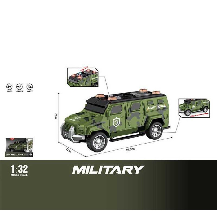 Джип інерція, світло, звук, масштаб 1:32, гумові колеса, в кор. /96/