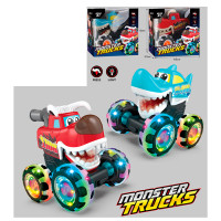 Машина 13см, заводна/на запуску, корпус-мостр, світло, 2 види, на бат-ці(табл), в кор-ці, 11,5-12-10см /48/