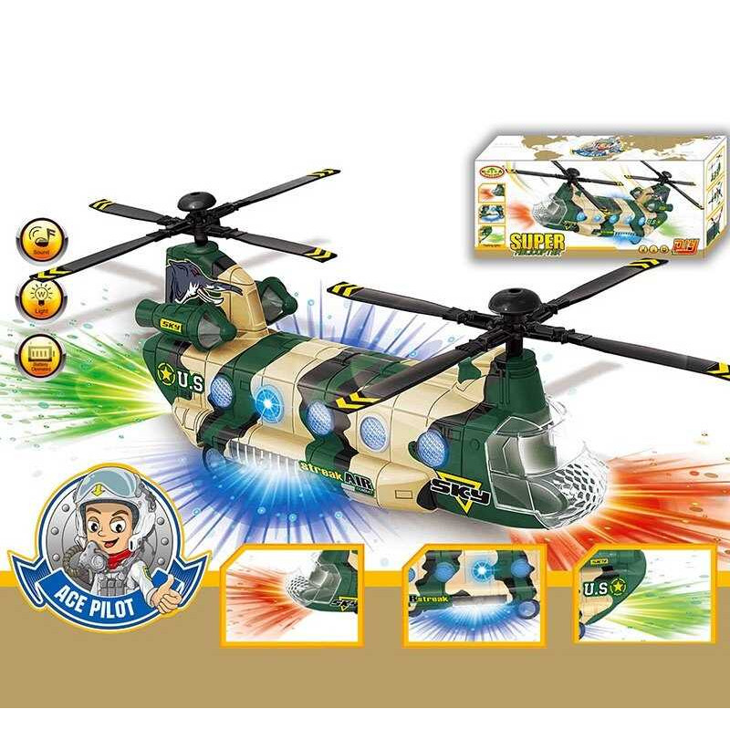 Гелікоптер  звук, підсвічування, колесо вільного ходу, автоматичне обертання лопастей, в кор. 29*8,5*12,5 см /72-2/