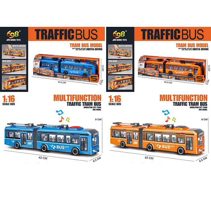 Тролейбус інерція, 40см, 1:16, звук, світло, 2 кольори, рухомі деталі, на бат-ці (табл), в кор-ці, 44-12,5-8,5см /18/
