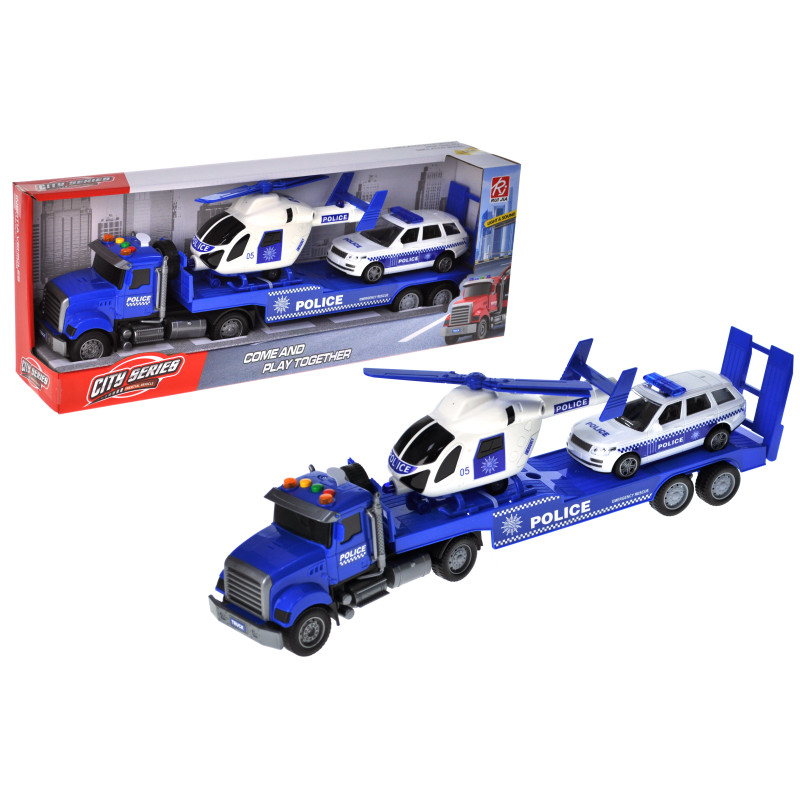 Машина автовоз з вертольотом, інерційна, озвучена, зі світлом, в кор.47,5x10x17,5см YG Toys /24/