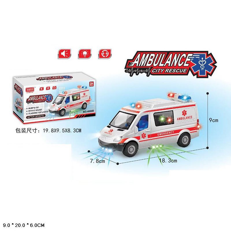 Машина батар, швидка допомога, світло, звук, кор. 19,8*9,5*8,3см /120/