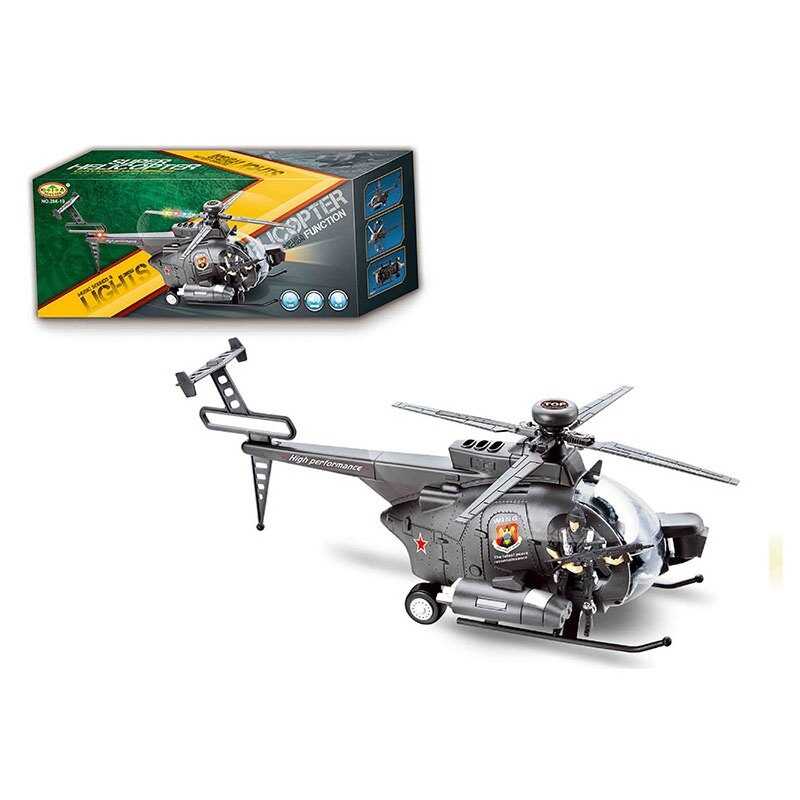 Гелікоптер  звук, підсвічування, колесо вільного ходу, автоматичне обертання лопастей, фігурки, в кор. 35*10*14,5 см /48-2/