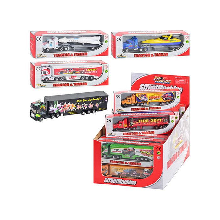 Набір машинок метал, трейлер, в кор-ці, (12 видів) /8/192/24шт в кор. 33,5-24-22см