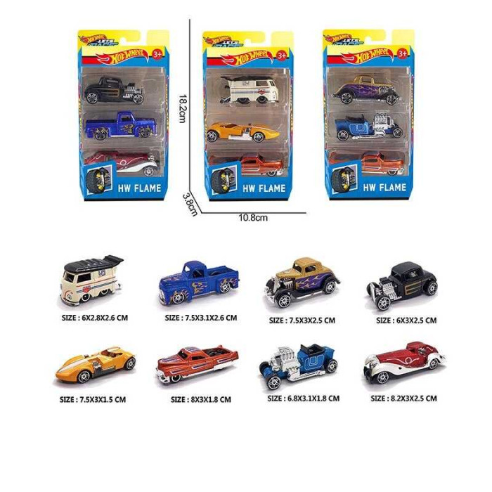 Набір машин 3 види, довжина 7.5 см, масштаб 1:64, металопластикові, в кор, МІКС ВИДІВ /192-2/