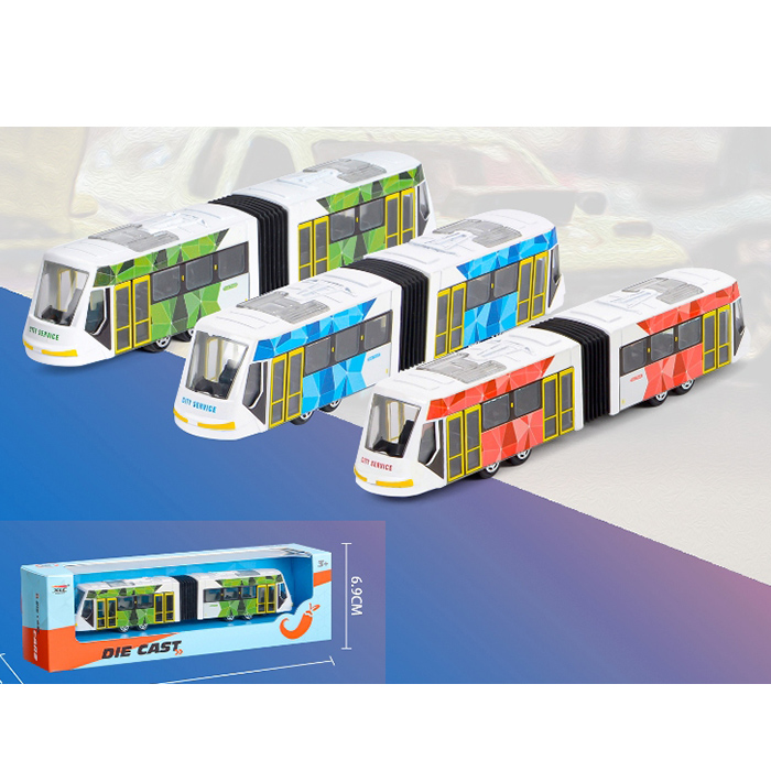 Трамвай метал, 19см, 3 кольори, в кор-ці, 23-7-5,5см /60/