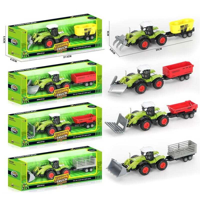 Трактор 4 види, причіп, розмір: 25х5.8х6 см, металопластик, інерція, рухомі елементи, в кор.,  МІКС ВИДІВ /144-2/