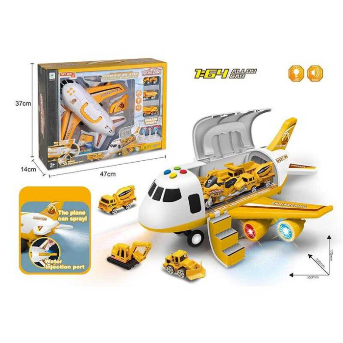 Літак інерція, звуки, підсвічування, парогенератор, 3 металопластикові машинки, в кор. /12-2/