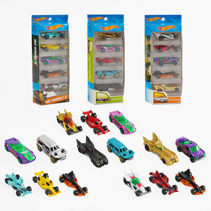 Набір машин 3 види, 5 машинок, металопластик, в кор, МІКС ВИДІВ /96-2/