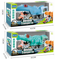 Трейлер-монстр-трек E7016/7017 акула/крокодил з метал.машинками(2шт.) батар.муз.світ.кор.41*15,5*19