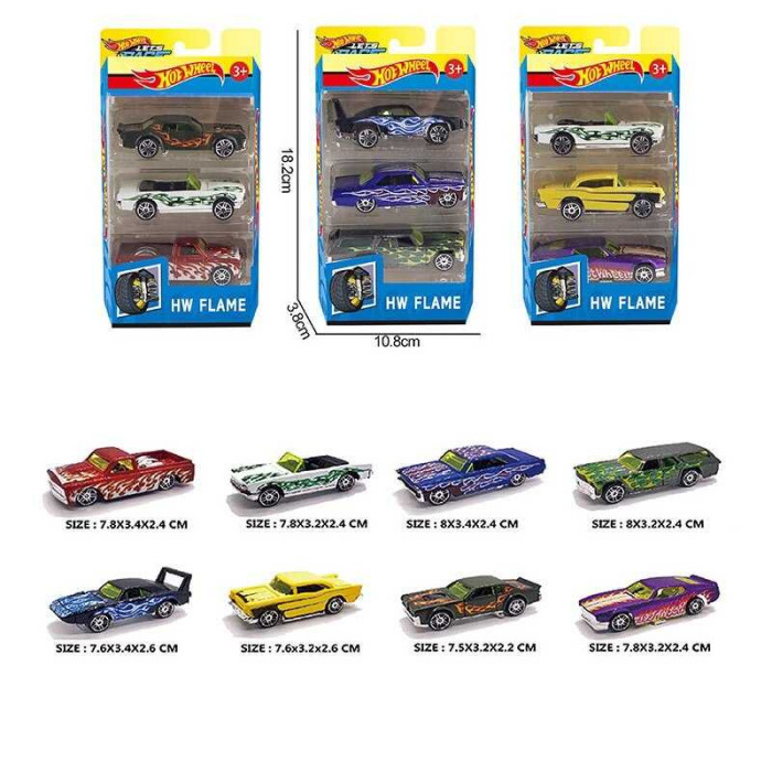 Набір машин 3 види, довжина 7.5 см, масштаб 1:64, металопластикові, в кор, МІКС ВИДІВ /192-2/