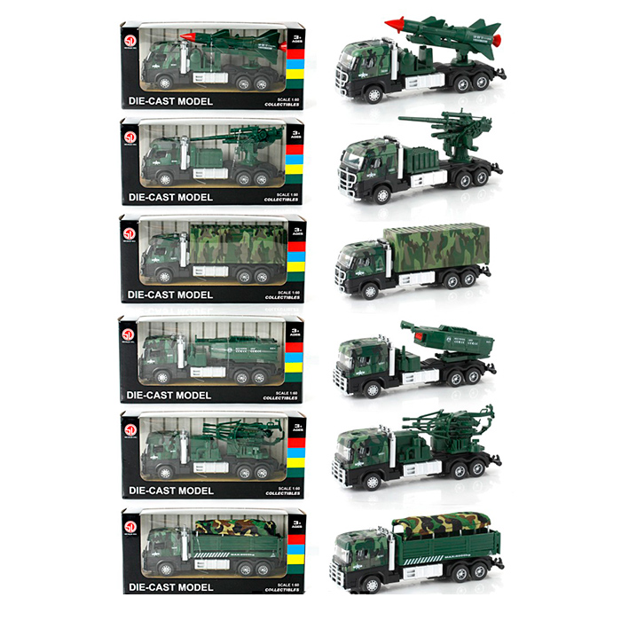 Машина  метал, інерц, 16см, 1:60, військова, рухливі деталі,гумові колеса,мікс видів, в кор-ці, 20-9-6см /48/