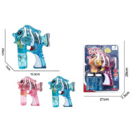 Пістолет з мильними бульбашками 2 кольори, “Рибка”, на батарейках, автоматичний принцип роботи, 2 пляшки мильного розчину, музика, підсвічування, на листі /60-2/