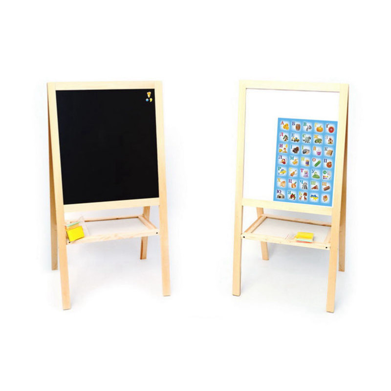 Мольберт двохсторонній, магнітний з укр.абеткою і поличкою розмір дошки 47см*55см /1/