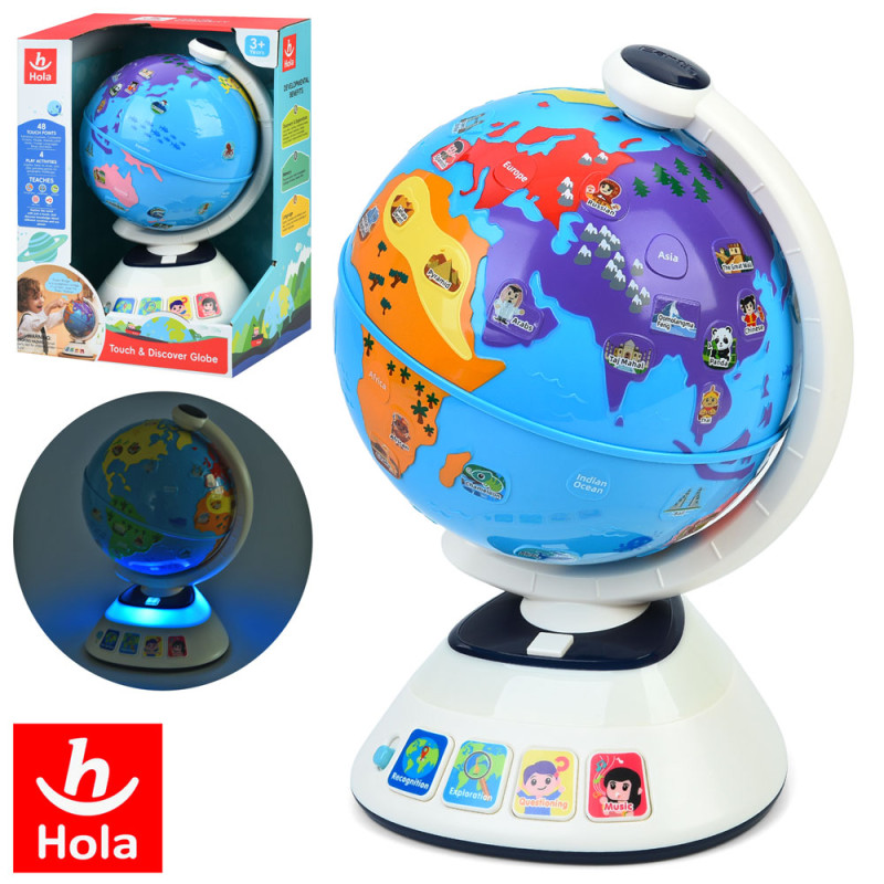 Гра глобус, 30см, навчальний, сенсорний, музика, звук(англ), світло, 2 режими гучності, на бат-ці, в кор-ці, 25,5-34,5-21,5см /4/