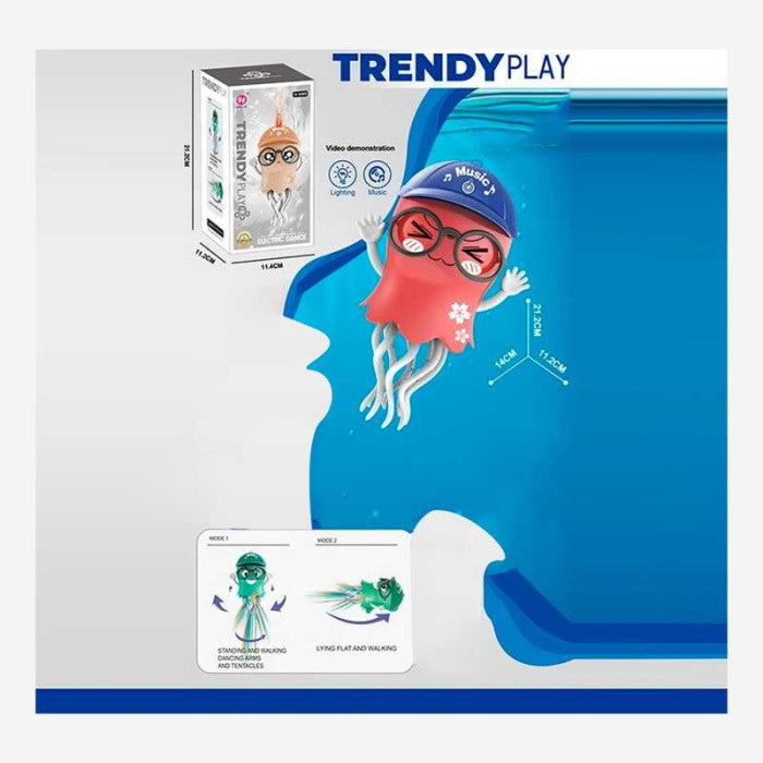 Музичний кальмар  підсвічування, танцює, колесо вільного ходу, музика, на батар. в кор. /72-2/