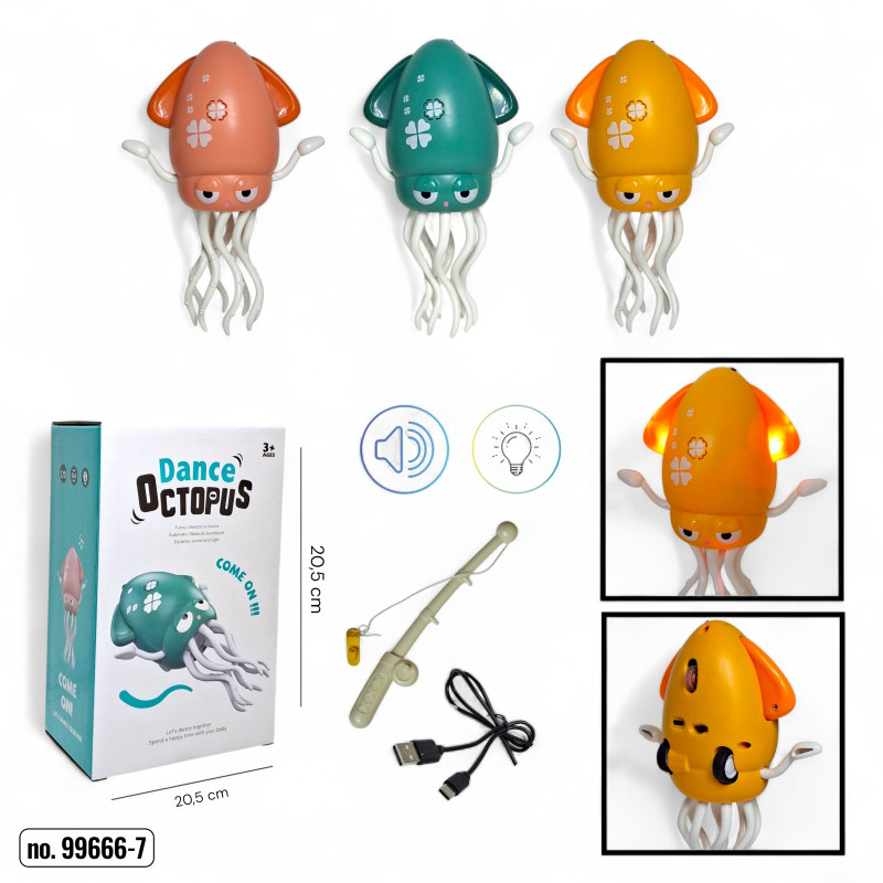 Іграшка танцюючий кальмар-восьминіг на акамуляторі 99966-7