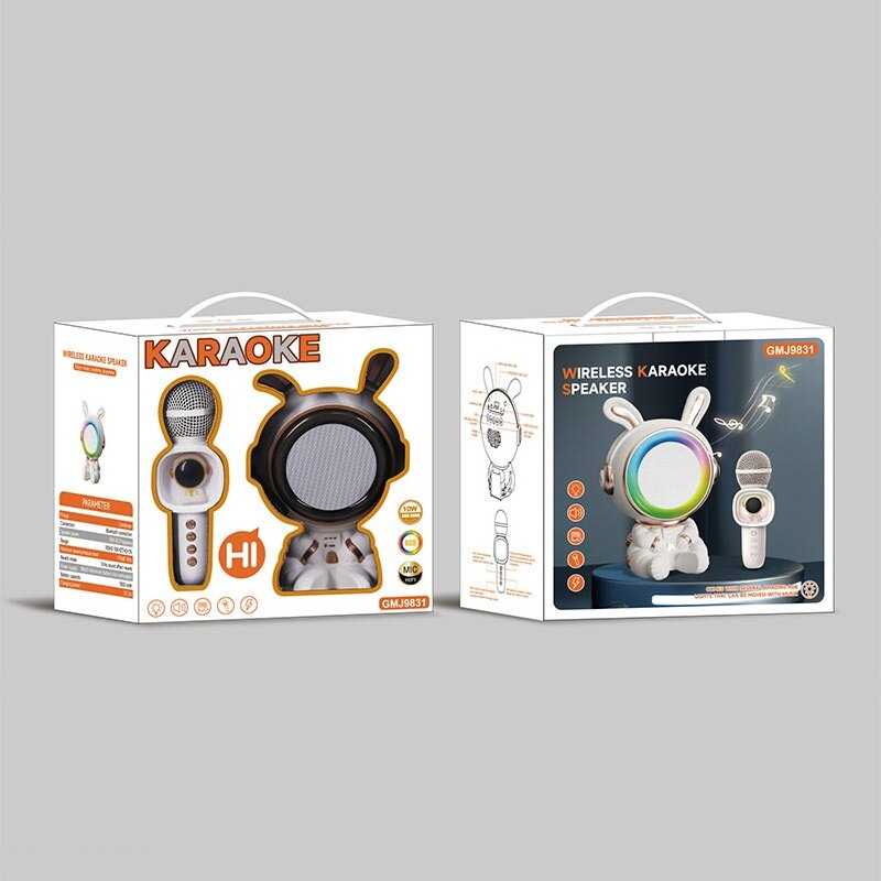Караоке 1 мікрофон з підсвічуванням, режими підсвічування, вбудований акумулятор, Bluetooth, слот для TF Card, USB-type-c кабель, USB-роз’єм, AUX-роз’єм, колонка з підсвічуванням, зміна голосу, в кор. /24/