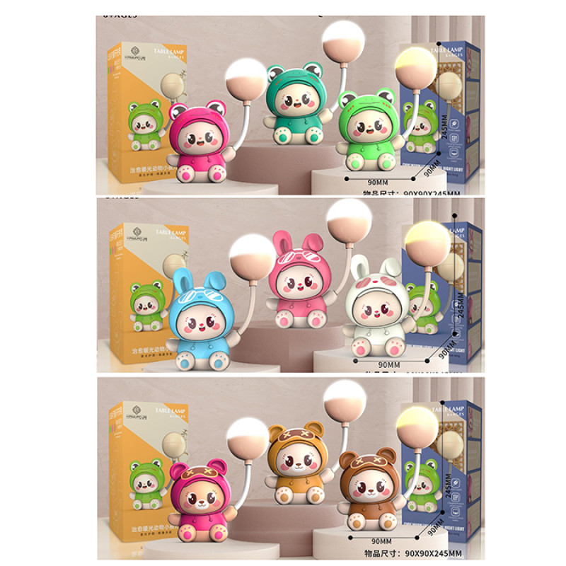 Нічник 22см, світло-2режими, акум, USBзарядне, 3 види по 3 кольори, в кор-ці, 9-18-9см /60/