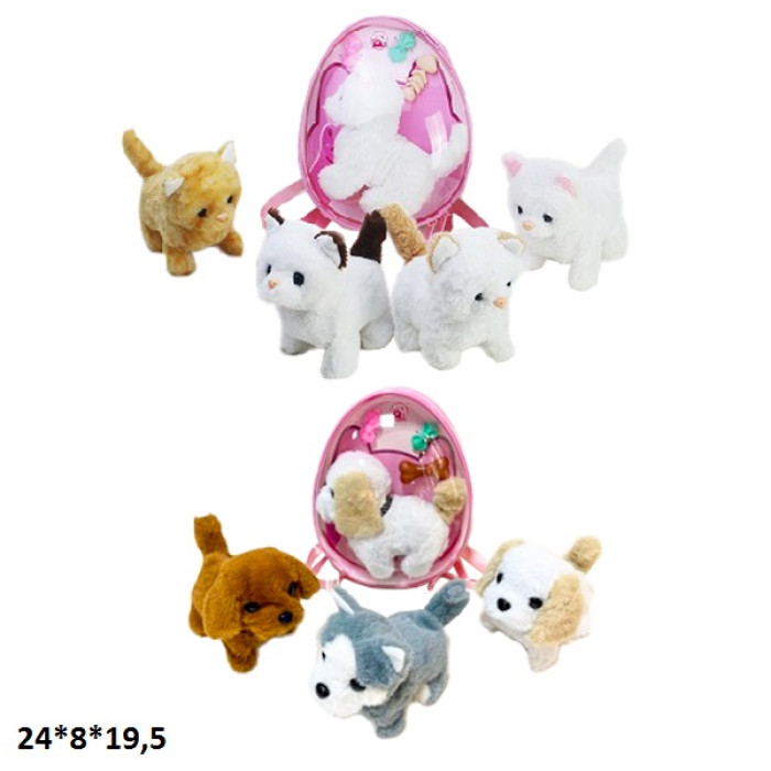 Песик/котик PE881-2/PE881-8 м'як.батар.муз.ходить.2в.в сумці 24*8*19,5 /72/