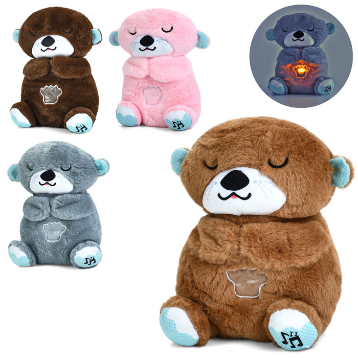 Нічник видра, 24-16-12см, світло, музика, дихає, м'яка іграшка, плюш, мікс кольорів, на бат-ці, у п/е /50/