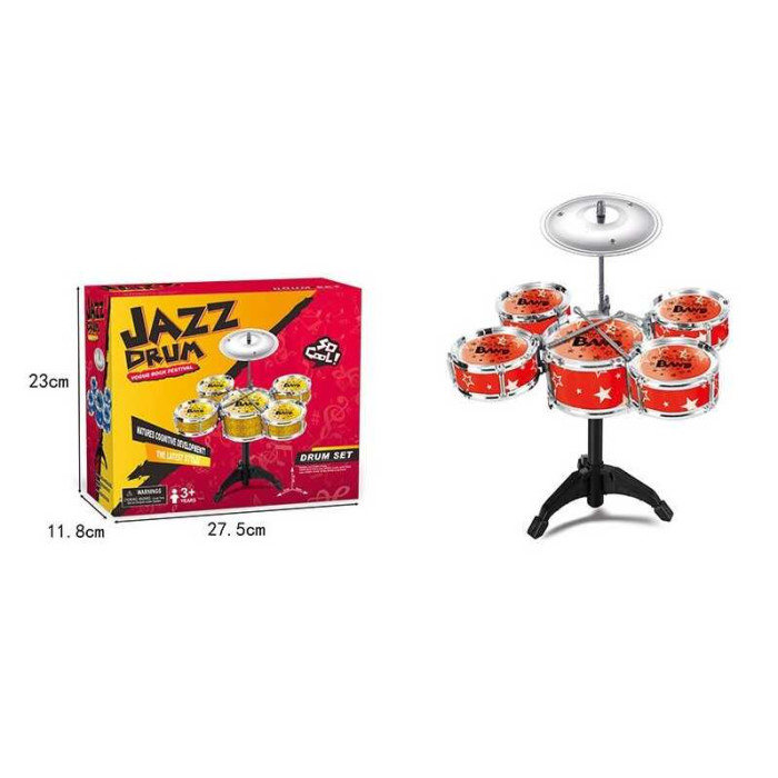 Барабанна установка розмір: 37х24х47 см, 5 барабанів, 2 палички, 1 металевий диск, в кор. /24-2/