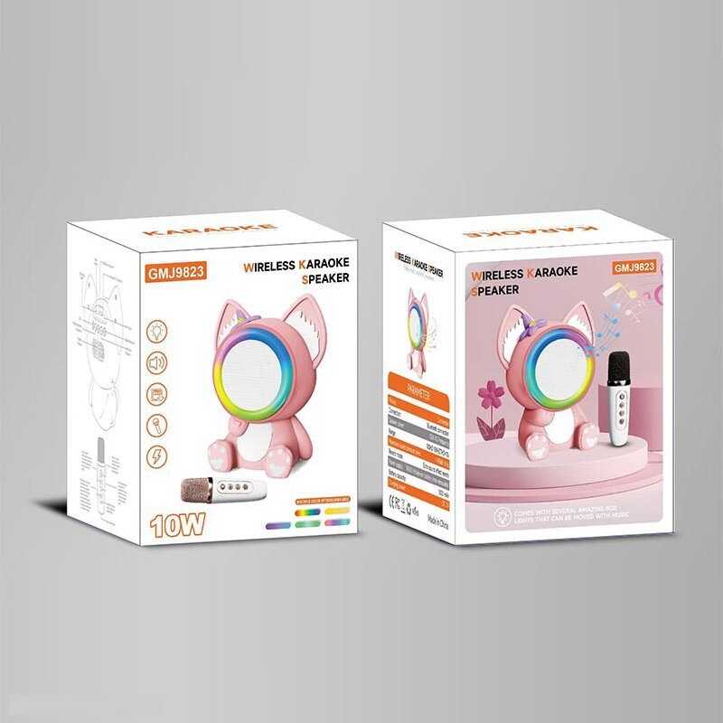 Караоке 1 мікрофон, режими підсвічування, вбудований акумулятор, Bluetooth, слот для TF Card, USB-type-c кабель, USB-роз’єм, AUX-роз’єм, колонка з підсвічуванням, зміна голосу, в кор. /36/