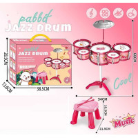 Барабанна установка розмір 54х68 см, стільчик, 5 барабанів, 1 металева тарілка, 2 палички, в кор. /24/ Барабанна установка розмір 54х68 см, стільчик, 5 барабанів, 1 металева тарілка, 2 палички, в кор. /24/