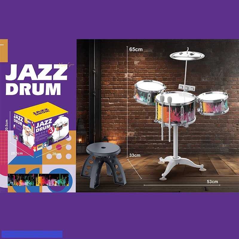 Барабанна установка розмір: 53х33х65 см, барабанні палички, стільчик, в кор.  /12/