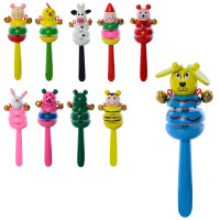 Деревянная игрушка Бубен 16см, 12видов(животные) в п/е, 16-5,5-3,5см /150/