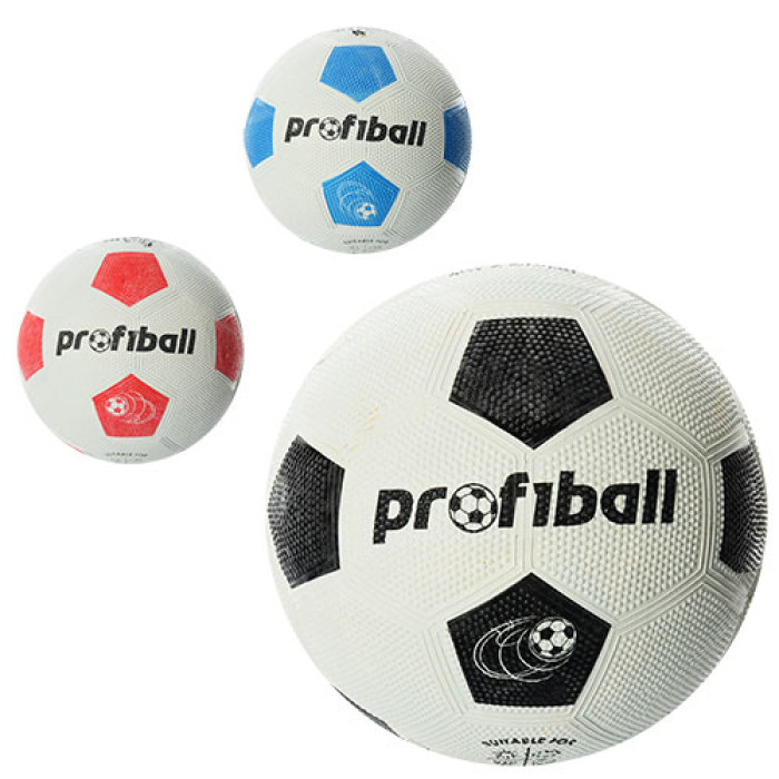 М'яч футбольний розмір 4, гума Grain, Profiball, 3 кольори, сітка, кул., 290 г /30/