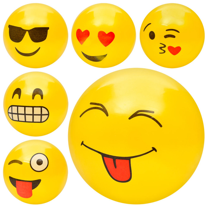 М'яч дитячий 9 дюймів, 57-60г, принт-смайл, 6 видів /240/