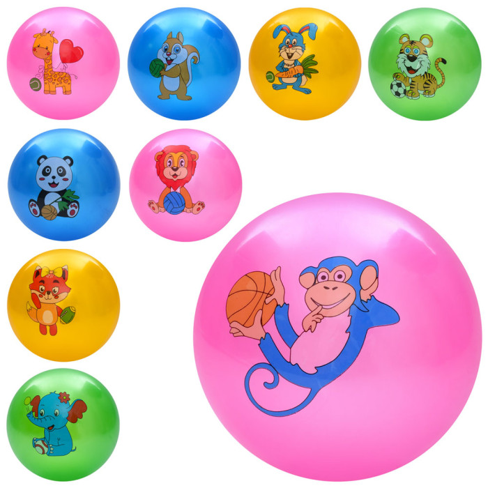 М'яч дитячий 9 дюймів, тварина, 57-60г, мікс видів/мікс кольорів /120/