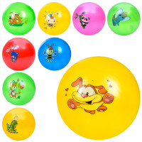 М'яч дитячий 9 дюймів, 47-52г, малюнок(тварини), 5 кольорів/мікс видів, /24/240/10шт у п/е