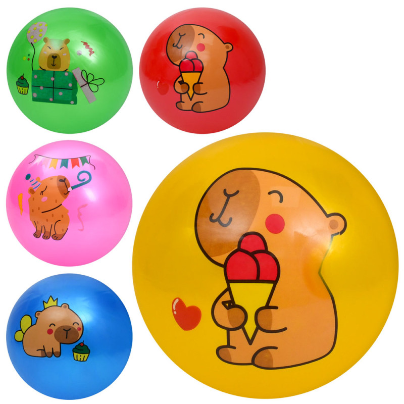 М'яч дитячий 9 дюймів, 60г, капібара, мікс видів/5 кольорів /120/