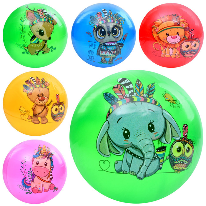 М'яч дитячий 9 дюймів, ПВХ, 57-63г, 5кольорів, 6видів, /24/240/10шт в п/е