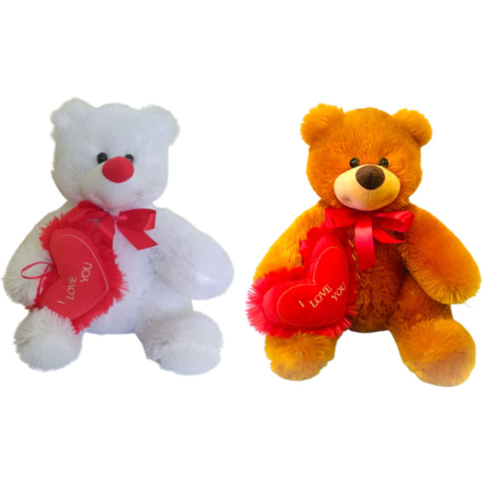 Ведмідь Медунець з серцем (медовий, білий) 34*24см