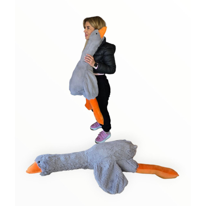 М'яка іграшка Гусак (подушка обіймашка) сірий , 110см