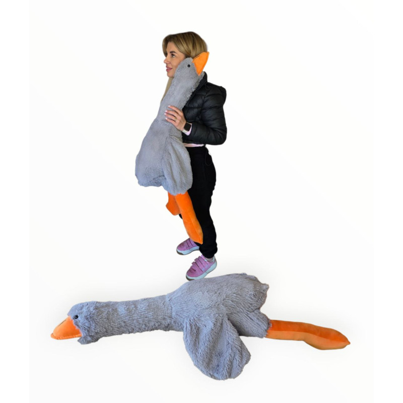 М'яка іграшка Гусак (подушка обіймашка) сірий , 110см