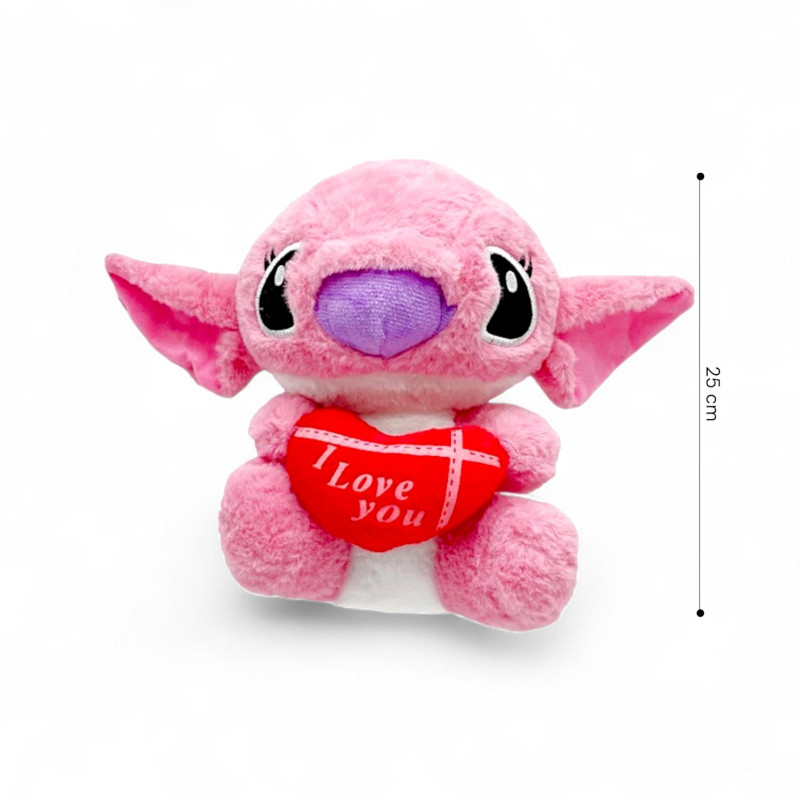 М'яка іграшка стіч рожевий з серцем 25см