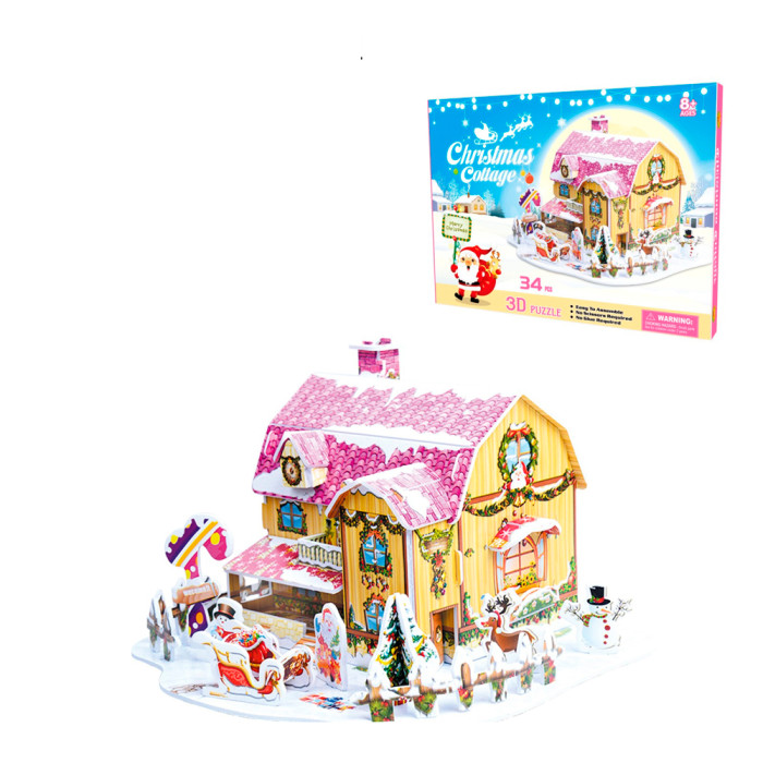 Набір для творчості 3Dпазл, будинок, папір+EVA, 34дет, різдвяний декор, в кор-ці, 29-22-2см /36/