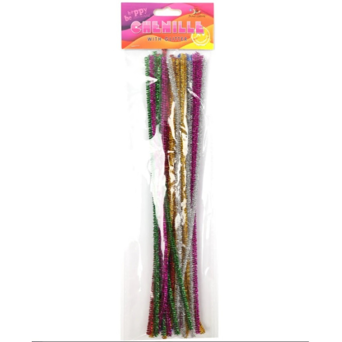 Синельний дріт з блискітками, 6х300мм, 7кольорів,25шт.MТ2001, ціна за 2 шт. //