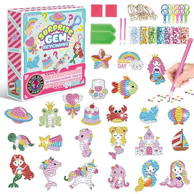 Алмазна мозаїка адвент-календар, 24 брелоки, 24 кріплення, 2 таці, 2 стилуси, в кор. /60-2/