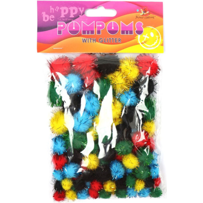 Помпони блискучі, різні розміри,5 кольорів,80шт.MQ4025